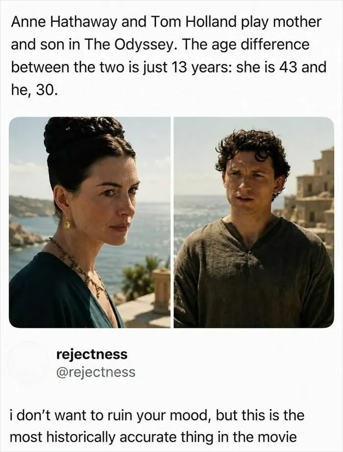 Meme on Anne Hathaway and Tom Holland's small age gap playing mother and son
