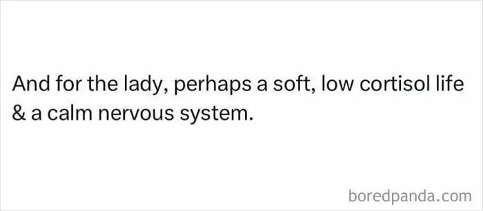 Text meme about living a soft, low cortisol life and calm nervous system