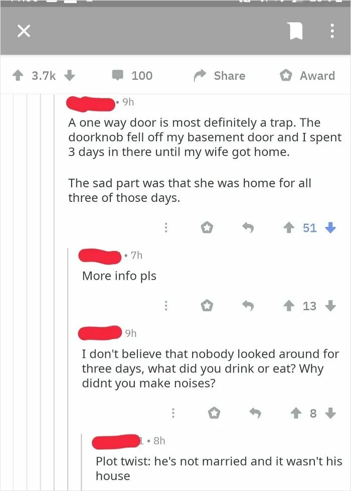 Reddit thread debates fake story about a basement door trapping someone for days