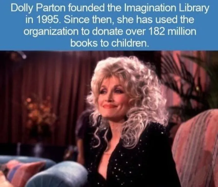 Interesting facts about Dolly Parton with her portrait from the 1990s smiling in a black sequined outfit