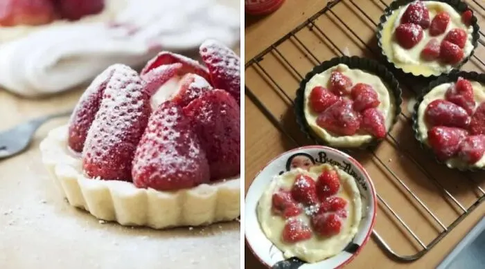 Strawberry tart attempt looks messy and unappetizing