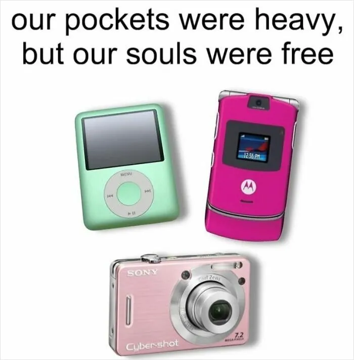 Relatable memes featuring vintage tech with heavy pockets and free souls