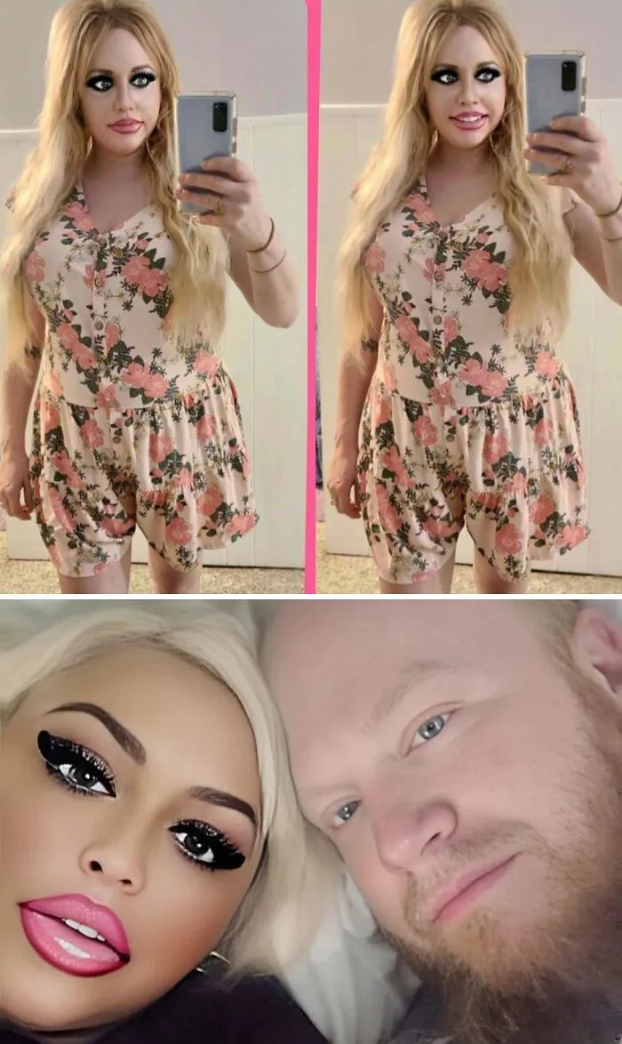Two side-by-side images showing filtered and unfiltered photos of a couple, highlighting Instagram Reality.