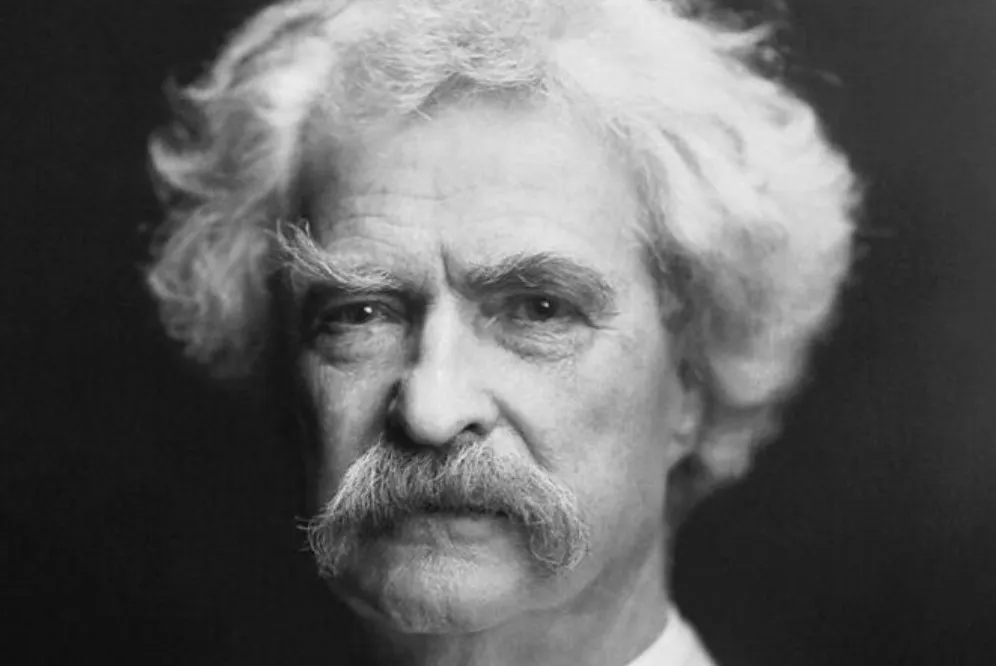 Close-up portrait of the famous American author Mark Twain