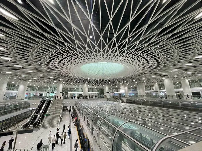 Futuristic metro station interior, a stunning example of modern world's best infrastructure design