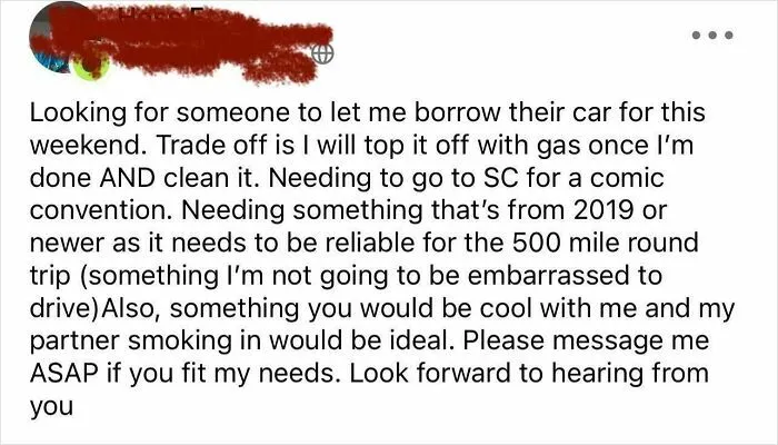 Let Me Borrow Your Nice Car For Free And Let Me Smoke In It