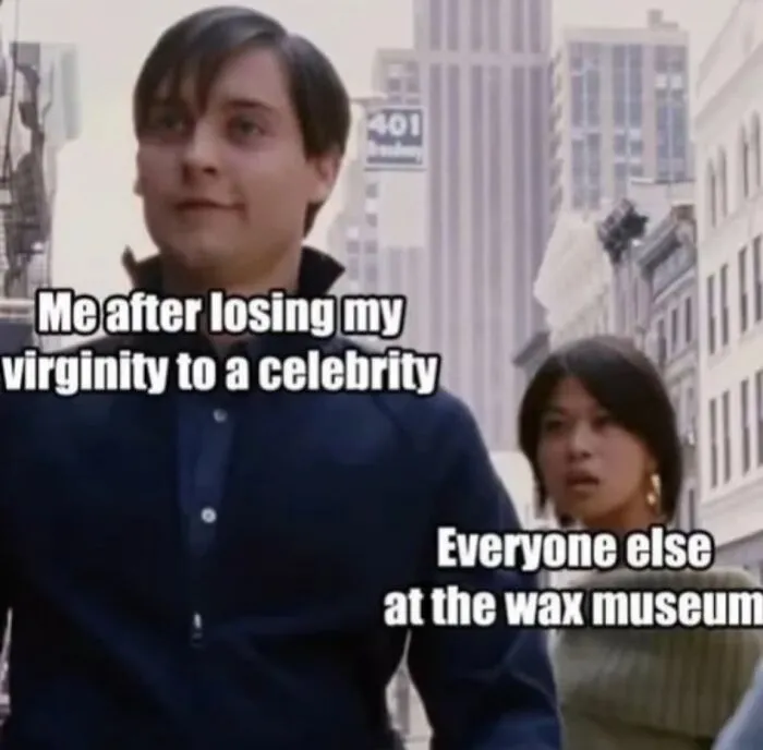 Spider-Man meme about losing virginity to celebrity relatable meme