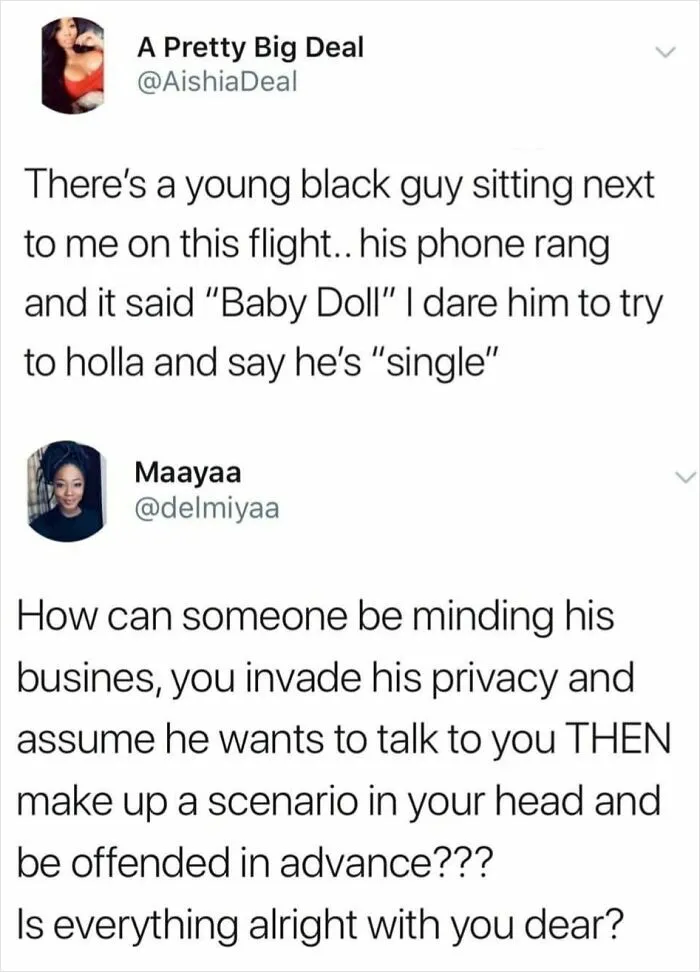 A Twitter thread showing main character energy with a callout response