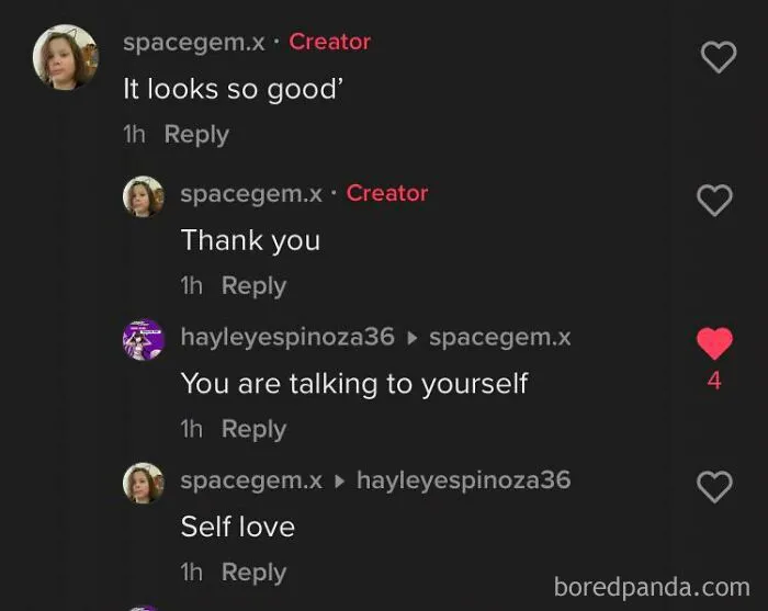 Tiktok comment section where a creator pretended to be someone else praising their own video