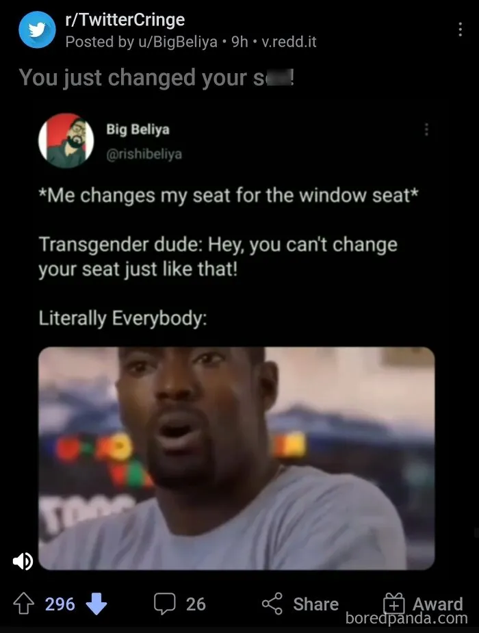 Reddit post on TwitterCringe depicting a meme where a user pretended to be someone else online