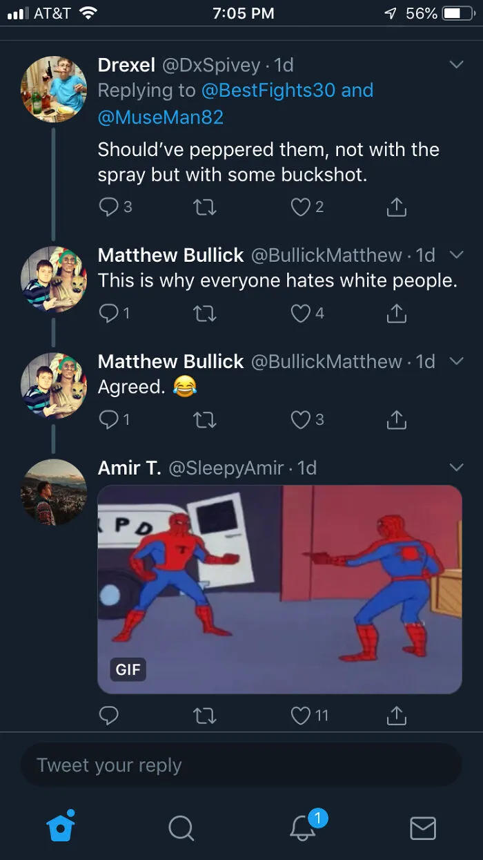A Twitter thread showing a user caught as they pretended to be someone else with two identical usernames.