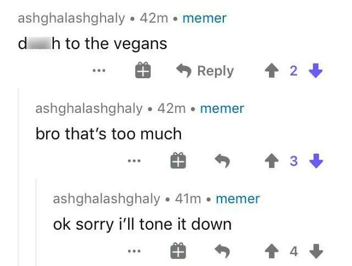 Reddit thread where the same user argues with themselves, a classic case of pretending to be someone else.