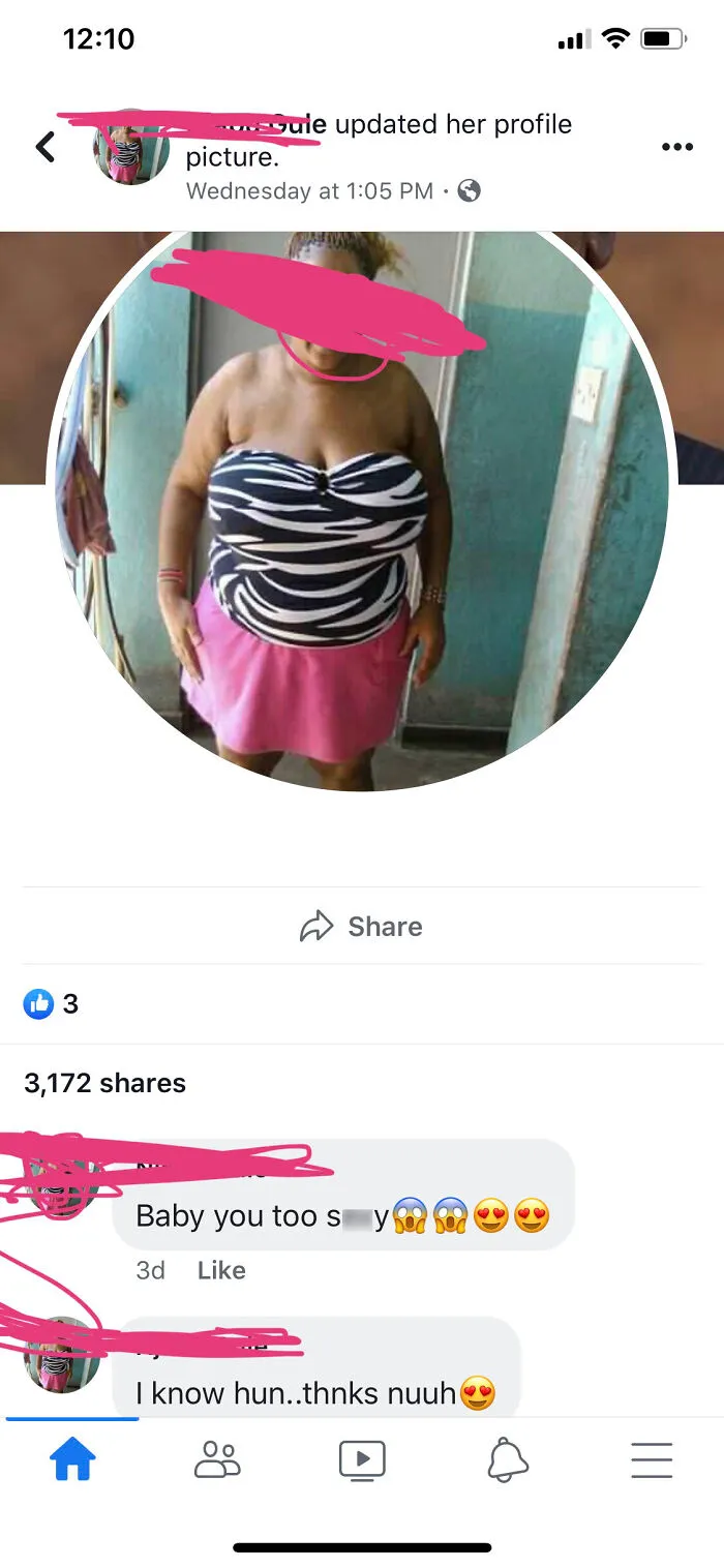 A profile picture on social media of a person who pretended to be someone else