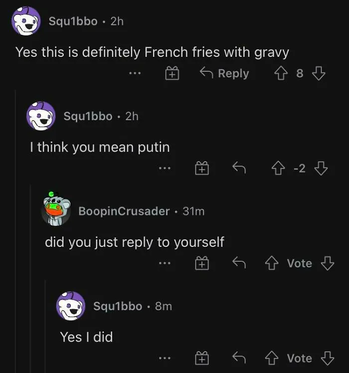 A Reddit user pretending to be someone else by correcting their own comment and getting caught.