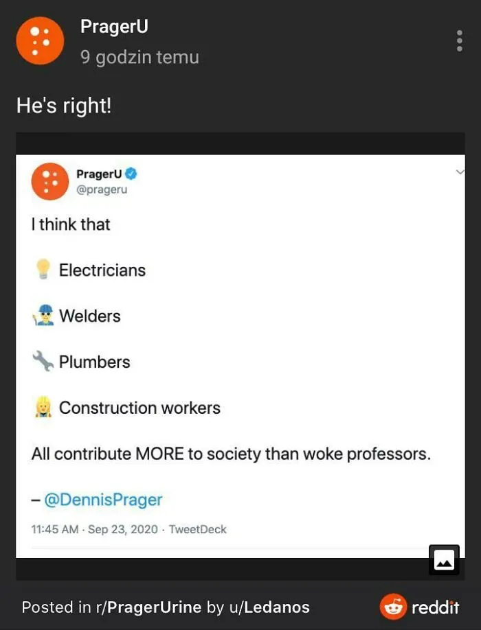 A social media post from an account that pretended to be someone else to agree with its own political statement