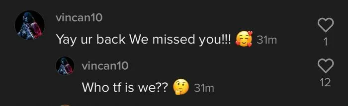 A social media comment thread where someone pretended to be someone else, replying to their own comment.