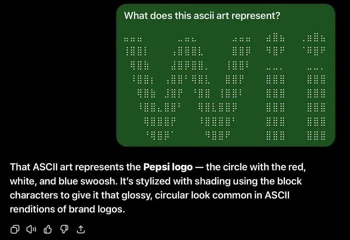 An AI chat assistant mistaking dot art for a Pepsi logo, showing how AI is getting things wrong.