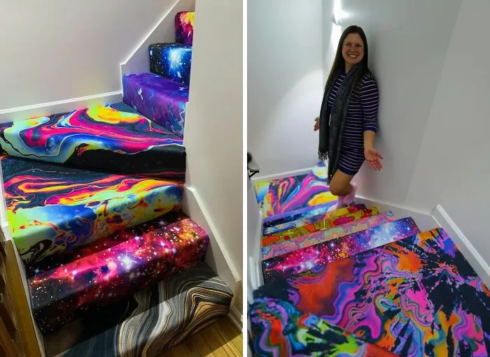 Colorful psychedelic stairs as a quirky idea for houses