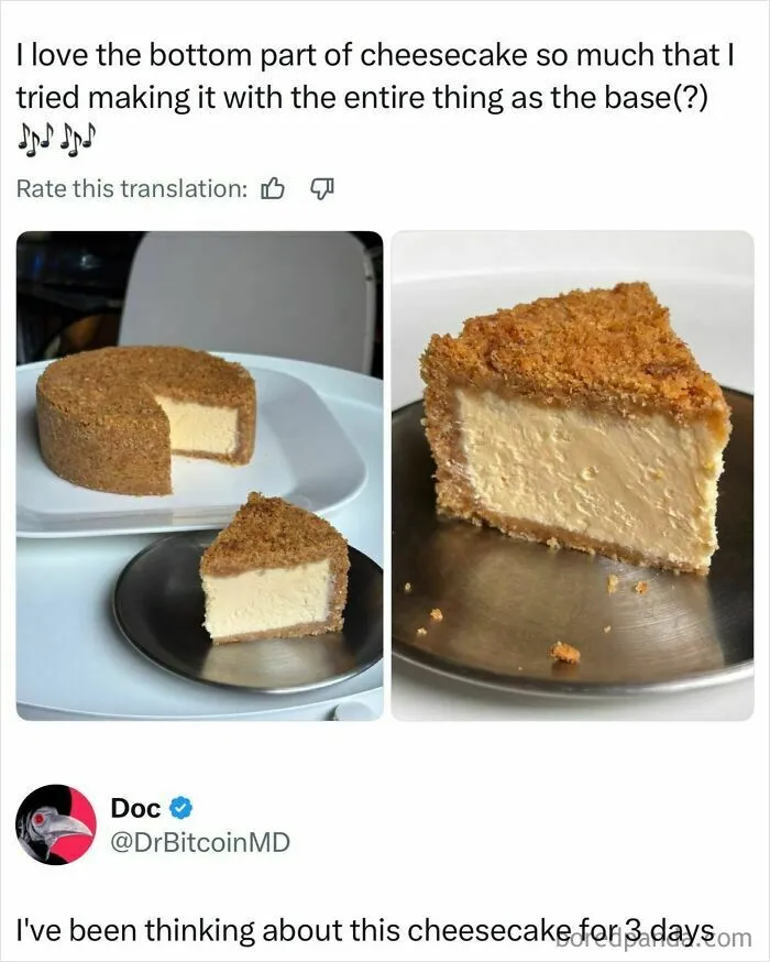 Cheesecake with graham cracker crust made with entire base food meme