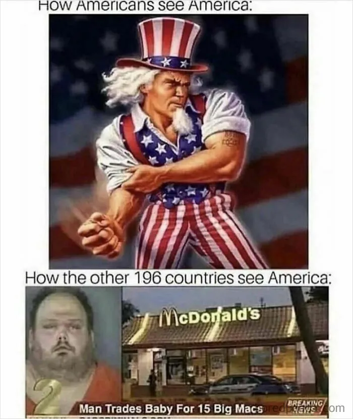 Edgy meme on how Americans and other countries see America