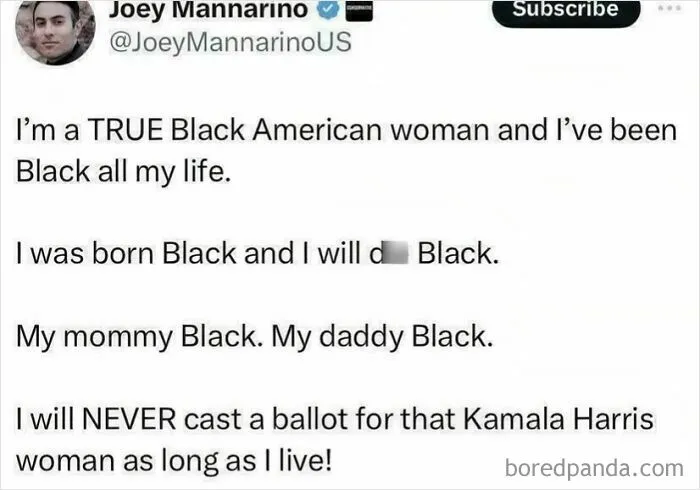 Joey Mannarino claiming to be a Black woman, showing how people pretended to be someone else.