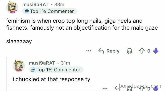 Reddit comment thread where a user compliments their own post, pretending to be someone else.