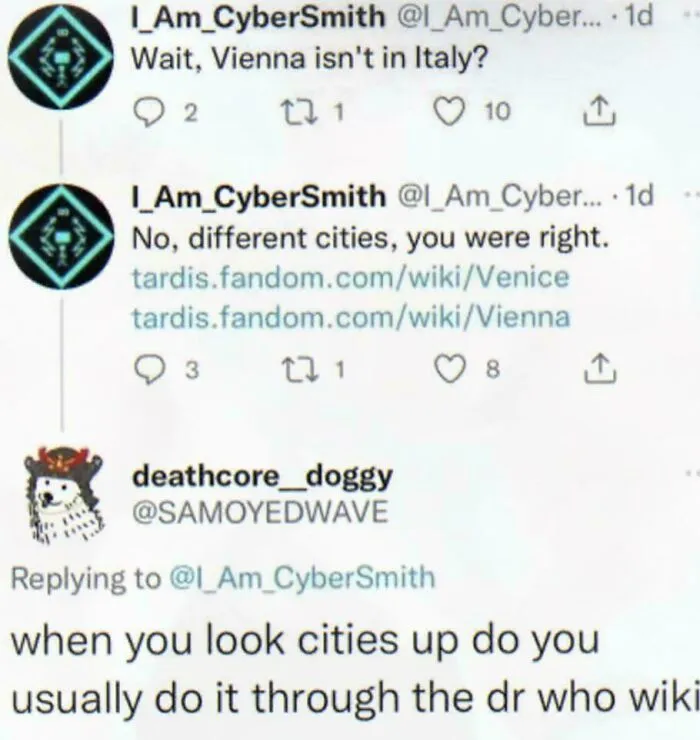 "When You Look Cities Up Do You Usually Do It Through The Dr Who Wiki"?"