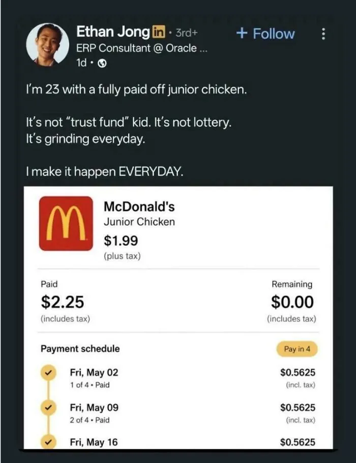 I’m 23 With A Fully Paid Off Junior Chicken