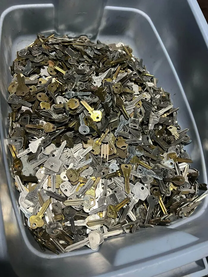 Large container filled with hundreds of keys found in dumpster diving finds