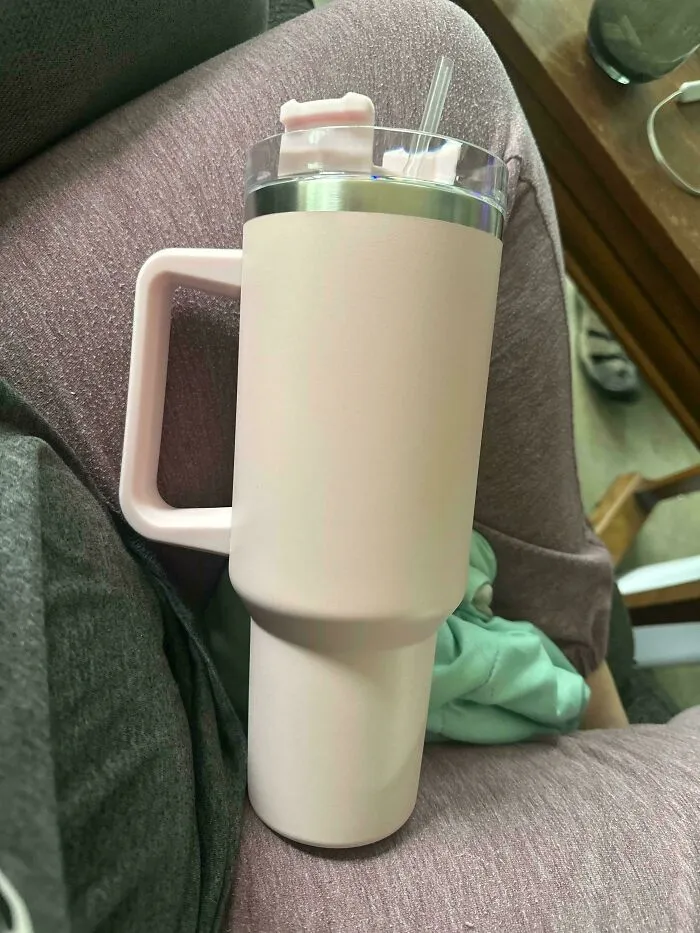 Pink insulated tumbler found dumpster diving