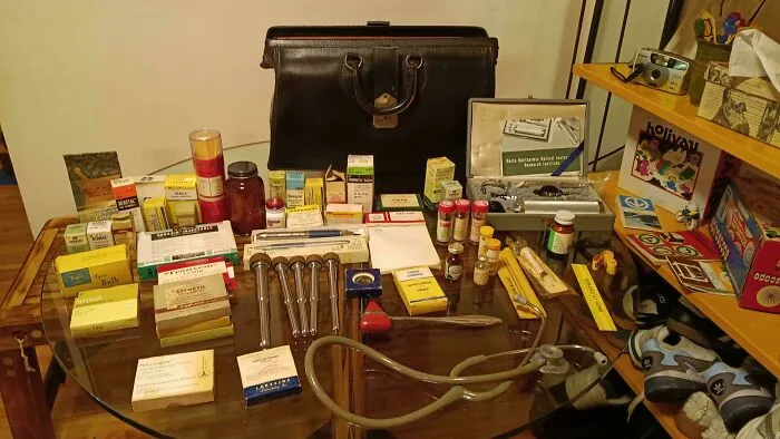 Assortment of vintage medical supplies and equipment found dumpster diving