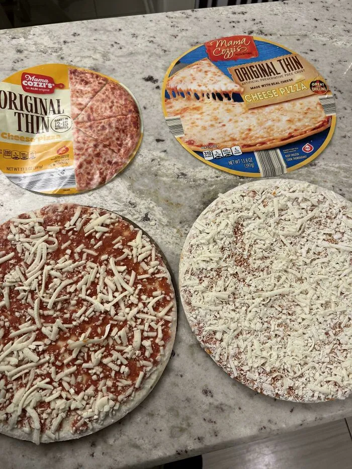 New Aldi’s Pizza vs. One Month Ago Aldi’s Pizza