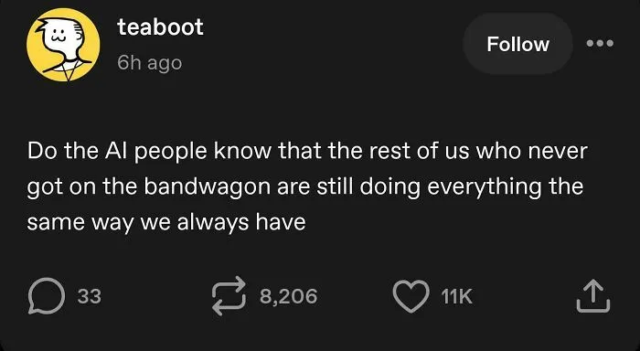 Tumblr post about AI people and bandwagon behavior