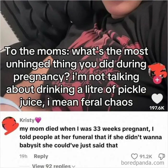 Wild Memes Thehomie text about unhinged pregnancy chaos with comment about babysitting