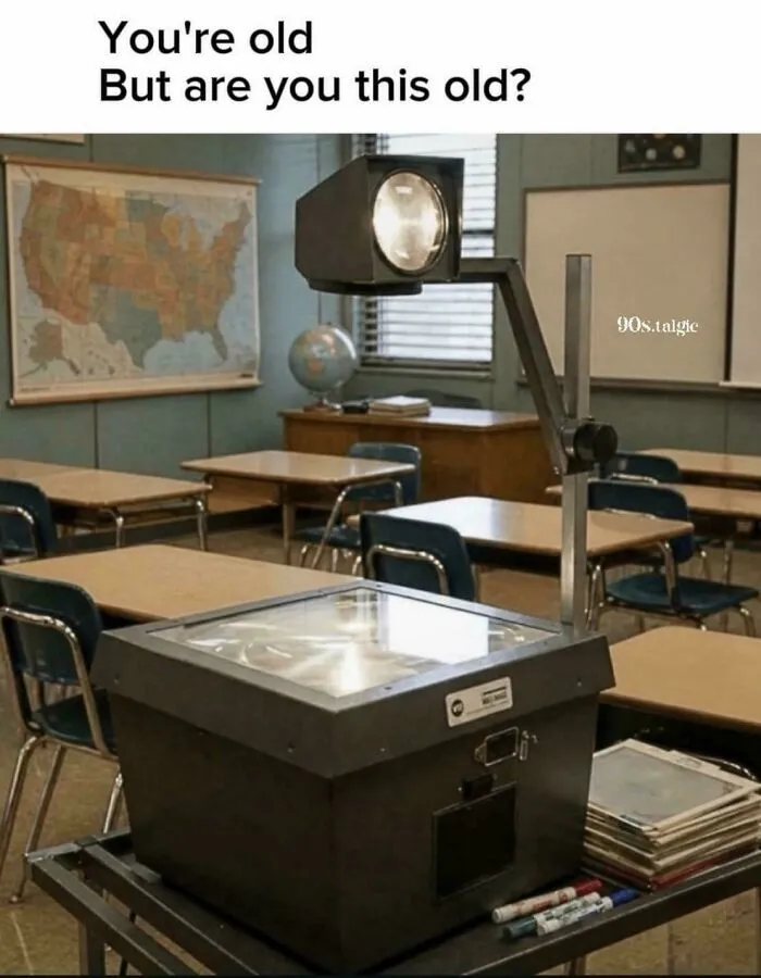 An old-school overhead classroom projector popular in the '90s