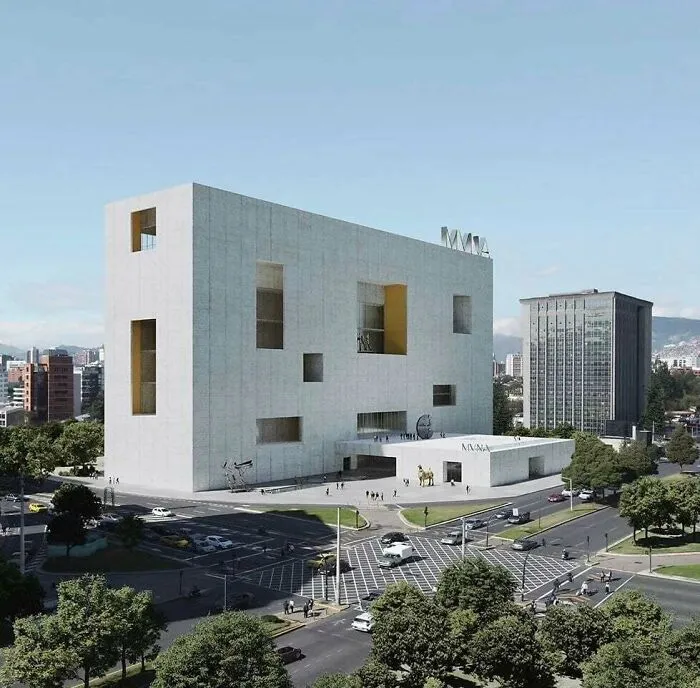 Massive contemporary museum building standing as an architectural masterpiece in an urban center.