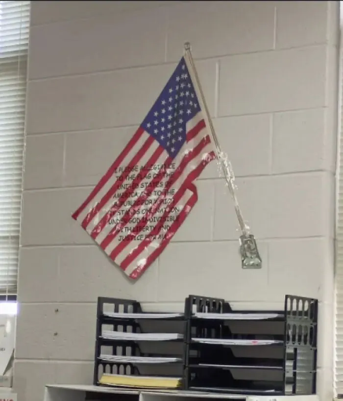 Lets Put The Pledge Right On The Flag So Everyone Can Read It In Black Comic Sans