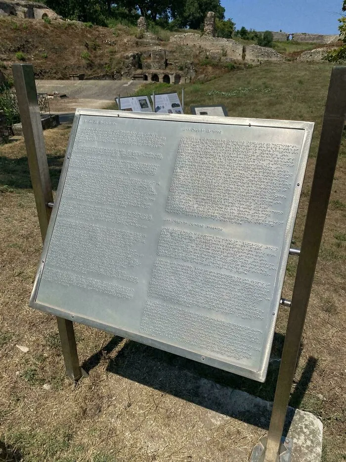 “Good Luck, Blind People” Part II. Braille On A Metal Sheet In The Burning Hot Greek Sun
