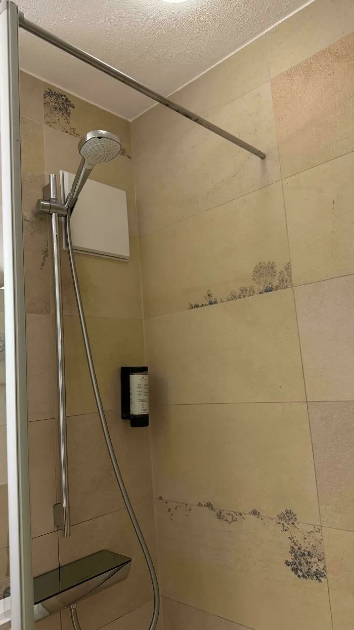 The Tiles At The Hotel I’m Staying At. The Only Way I Know It’s Not Mold Is Because The Pattern Repeats In Other Parts Of The Bathroom