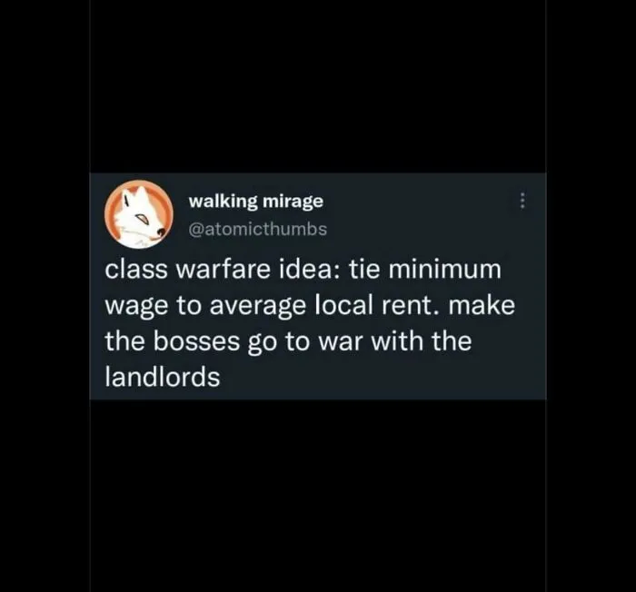 A social media post proposing to tie minimum wage to local rent to pit employers against landlords.