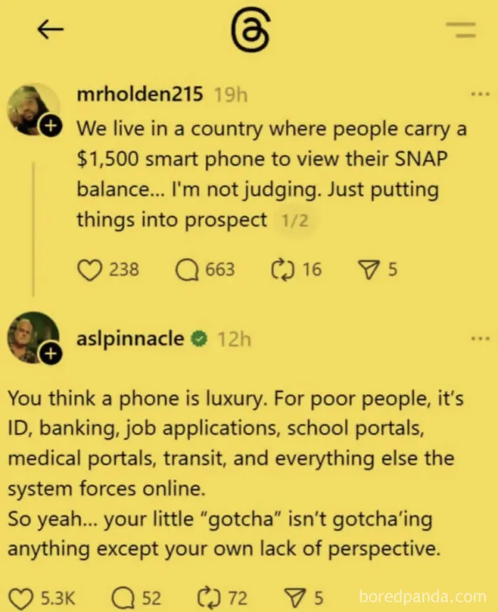 Discussion on phone as essential tool for poor people beyond luxury