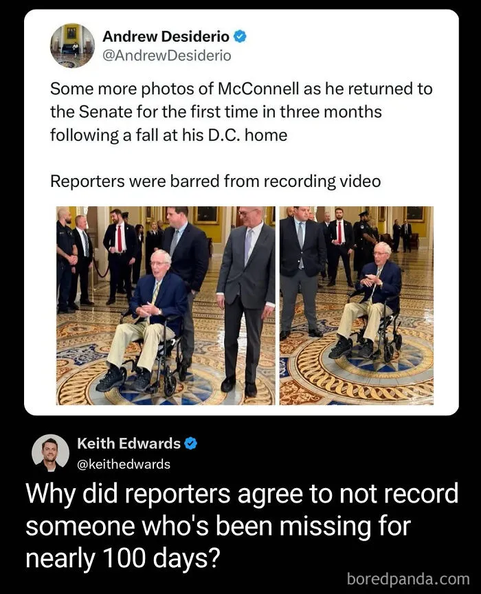 McConnell returns to Senate after fall with reporters barred from recording video