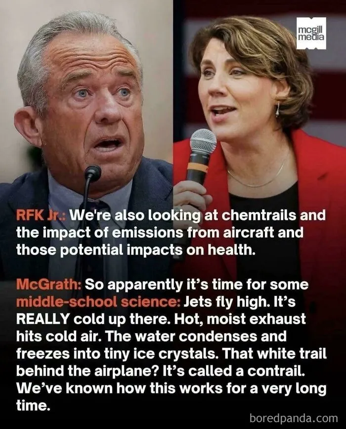 Discussion about chemtrails and scientific explanation of contrails by McGrath