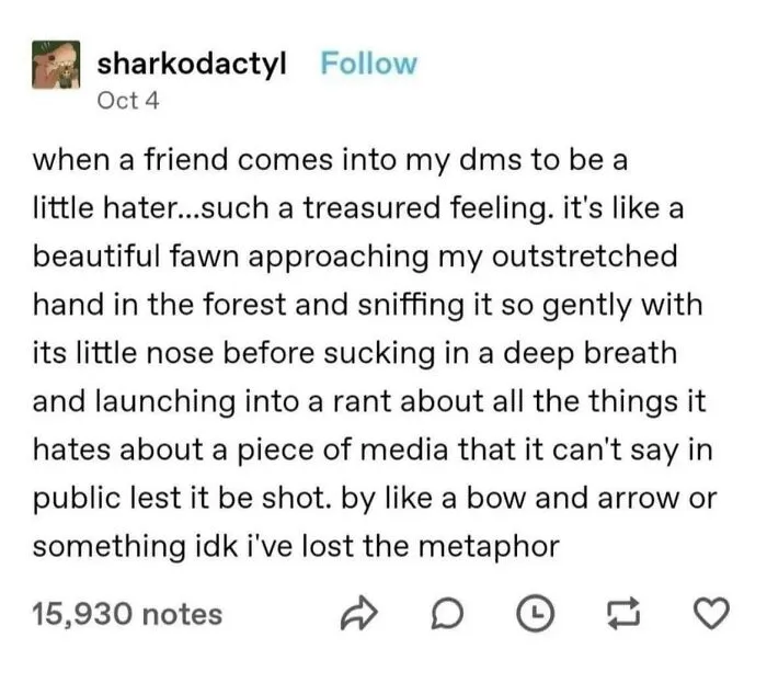 Funny and random posts from Tumblr about a friend venting in direct messages.