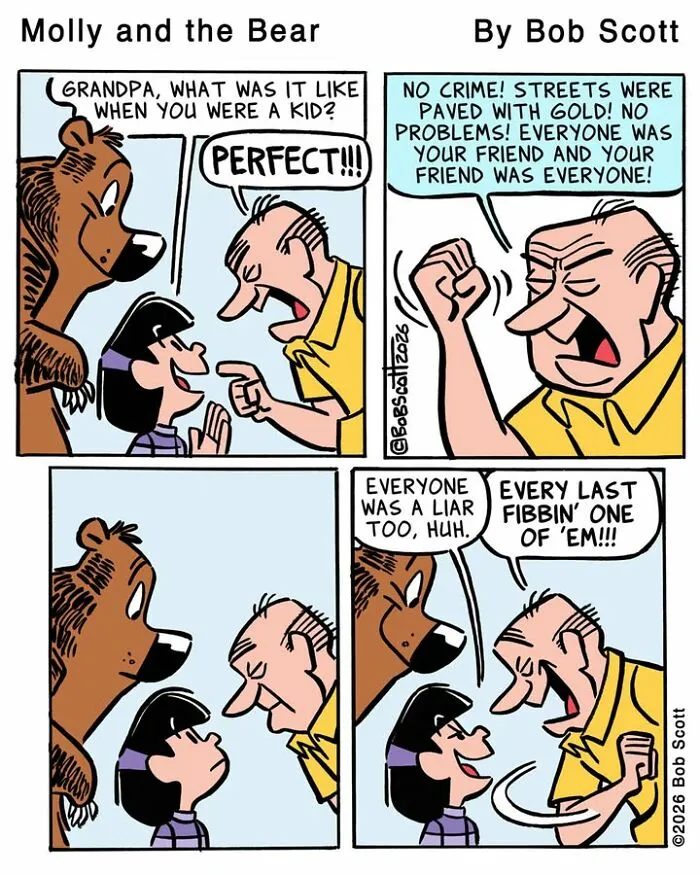 This Cartoonist Imagines A Family Living With A Lovable Bear Who Is Afraid Of Almost Everything (40 Comics)