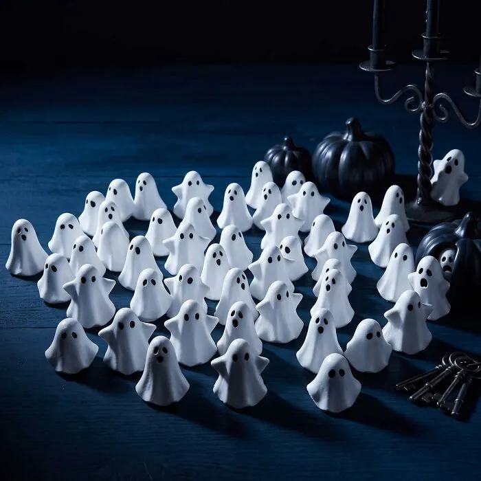 Miniature ceramic ghost decorations perfect for Halloween from Prime Big Deal Days