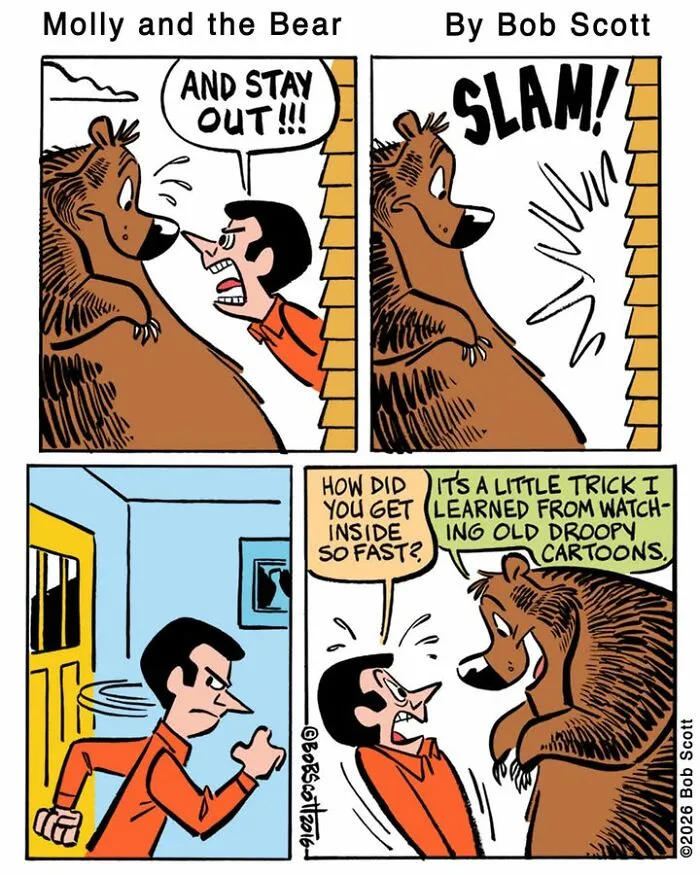 This Cartoonist Imagines A Family Living With A Lovable Bear Who Is Afraid Of Almost Everything (40 Comics)