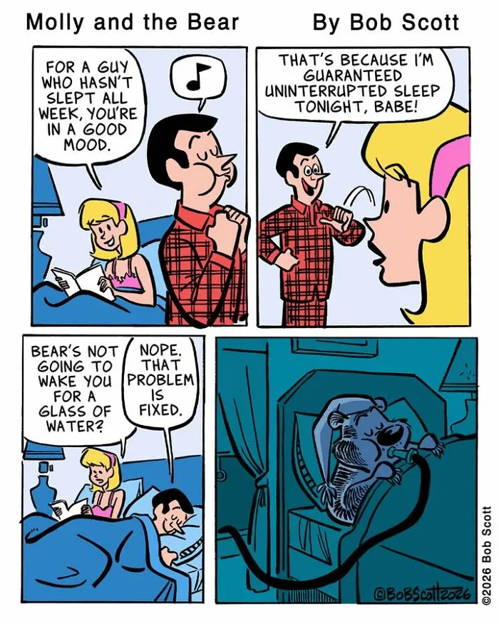 This Cartoonist Imagines A Family Living With A Lovable Bear Who Is Afraid Of Almost Everything (40 Comics)