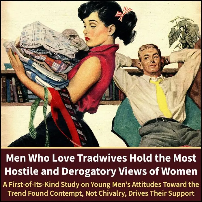 Men With The Most Hostile And Derogatory Views Of Women Are The Most Enthusiastic Supporters Of The Tradwife Movement -- Not The Chivalrous Protectors The Movement's Social Media Aesthetic Would Have You Believe