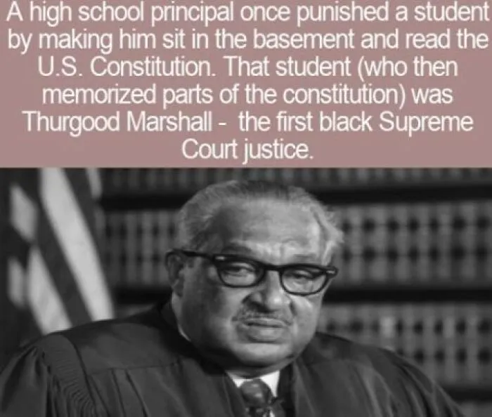 Interesting facts about Thurgood Marshall, the first black Supreme Court justice, in robes